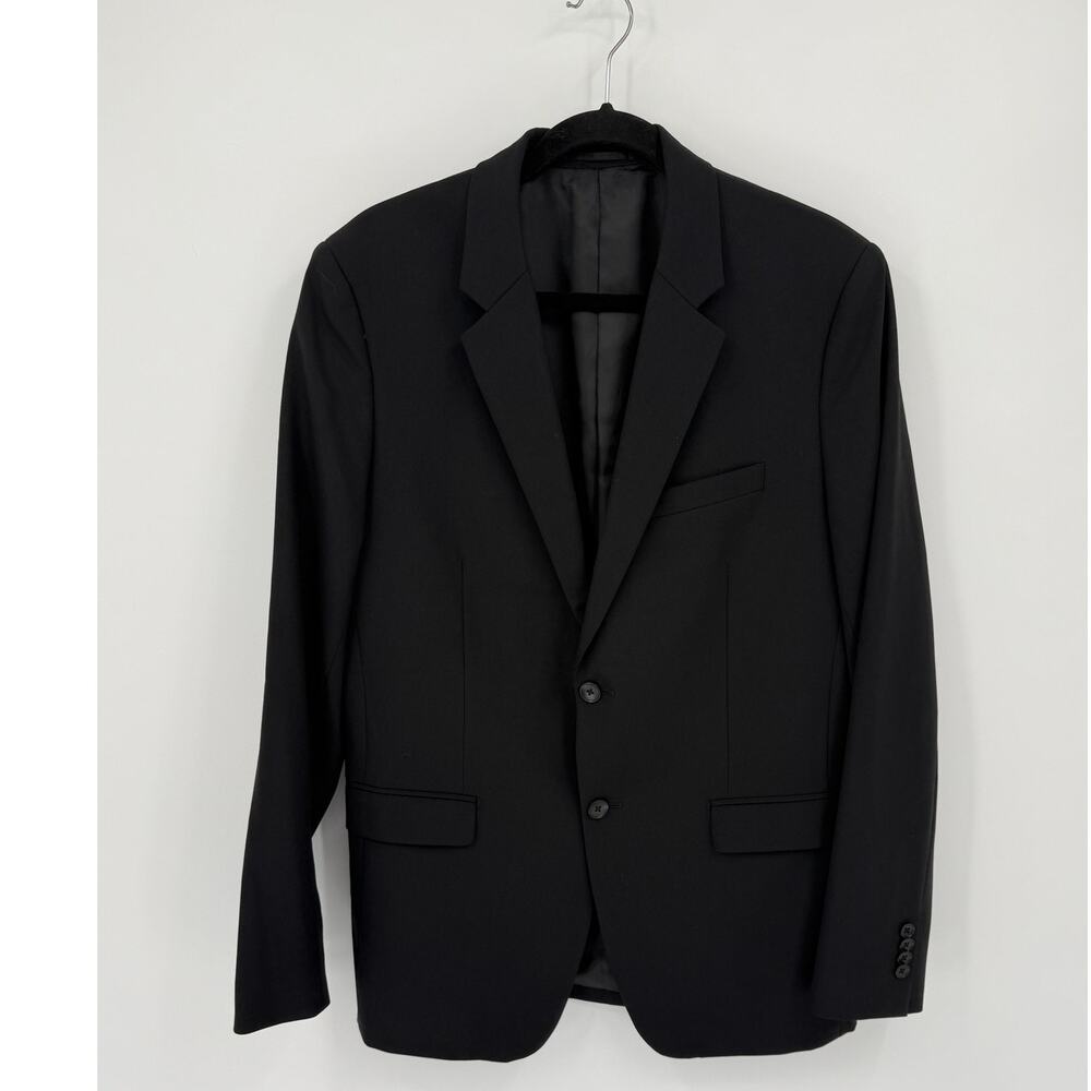 Theory Mens Black Wool Two Button Blazer Sport Coat Jacket 42R Corpcore Workwear - Picture 2 of 9